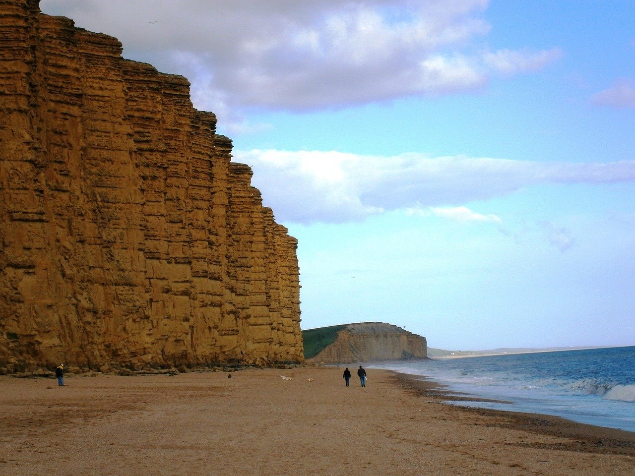 The golden sandstone cliffs above East Beach at West Bay